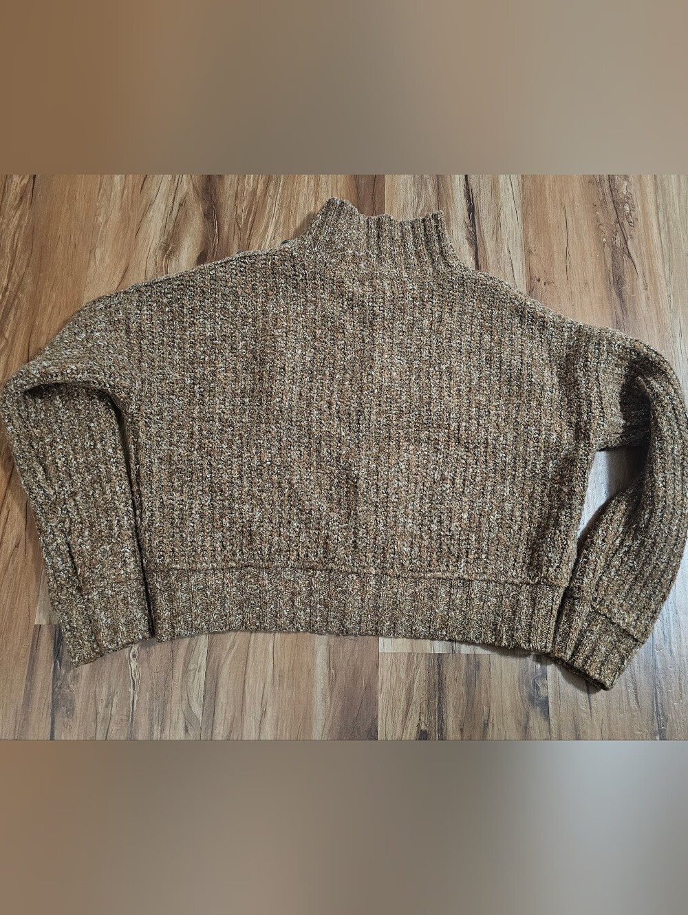 Jessica Simpson Cropped Ribbed Button-Shoulder Sweater - Brown - Picture 3 of 4